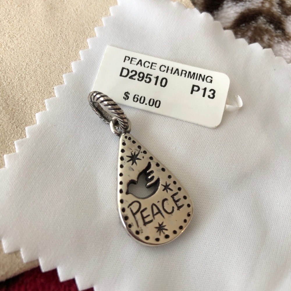 Brighton Silvertone Peace Charming Pendent - NWOT.